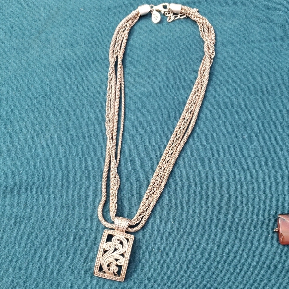 Silpada 925 Silver Multi-Strand Necklace with Intricate Pendant